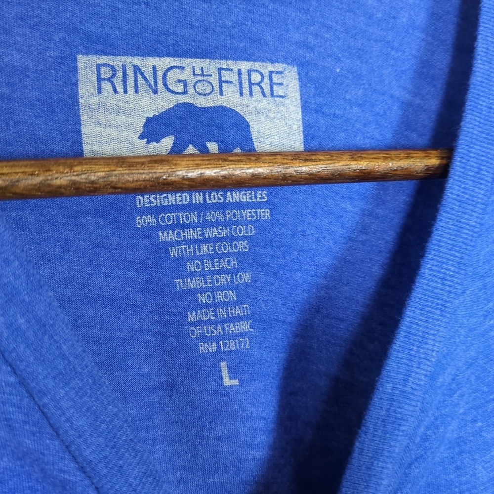 Ring Of Fire T- Shirt Blue With Emblazoned SAVAGE Red and White Print Sz Large - Picture 2 of 5